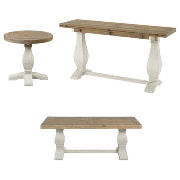 Home Square 3-Piece Set with Sofa Table & Coffee Table & Round End Table