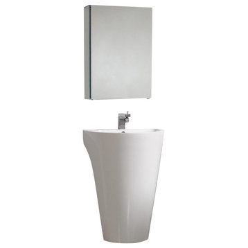 Parma White Pedestal Sink With Medicine Cabinet, Bathroom Vanity, FFT1030BN