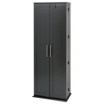Prepac 64" Large Shaker Style Deluxe Media Cabinet in Black