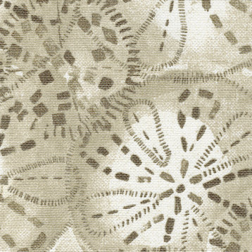 Sand Dollar Sand Nature Print Beige 72" Shower Curtain Cotton Linen, Lined