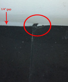 gouge, chips, gap in silestone countertop installation