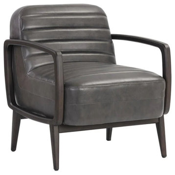 Saveria Lounge Chair - Brentwood Charcoal Leather