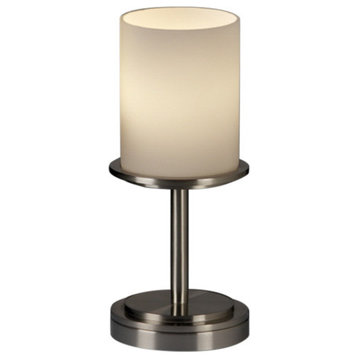 Fusion Dakota Table Lamp, Short, Cylinder With Flat Rim With Opal Glass