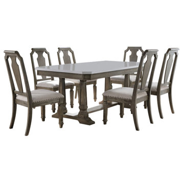 Zumala Dining Table, Marble and Weathered Oak