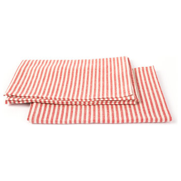 Jazz Cotton Linen Prewashed Tea Towels, Set of 2, Red