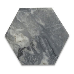 Stone Center Online - Bardiglio Gray Dark Grey Marble 6 inch Hexagon Tile Polished, 100 piece - Wall And Floor Tile