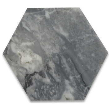 Bardiglio Gray Dark Grey Marble 6 inch Hexagon Tile Polished, 100 piece