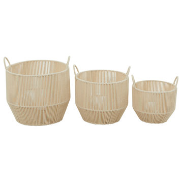 Natural Cream Cotton Fabric Storage Basket Set 562652