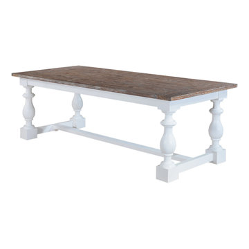 Danville Modern Teak and Solid Wood Trestle Base Dining Table