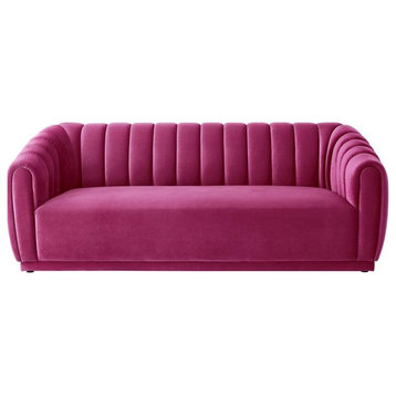 Posh Living Nicole Miller Bellamy 85" Velvet Upholstered Sofa in Fuchsia