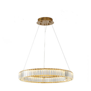 D24" Clear Crystal Halo Chandelier With Gold Hardware