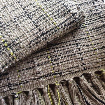 Throw washable linen inspired textured lime and black accents