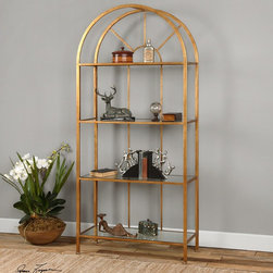 Cireneo Gold Leaf Bookcase Etagere - Bookcases