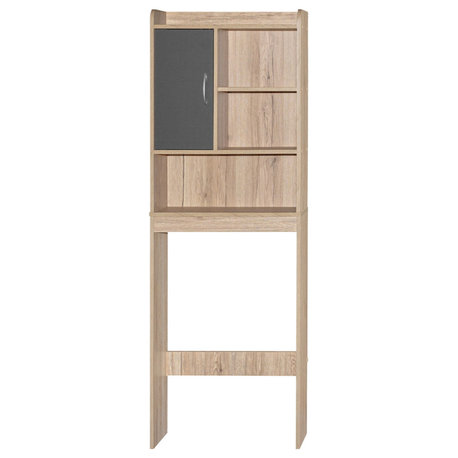 Ace Over-The-Toilet Storage Cabinet In Natural Oak & Dark Gray