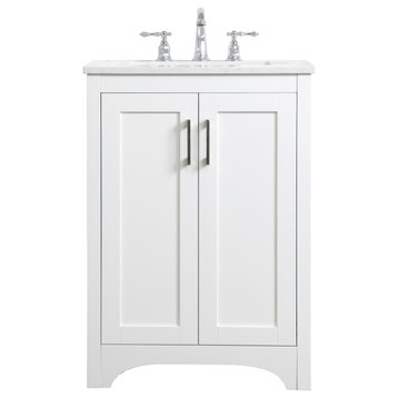 24 Inch Single Bathroom Vanity In White