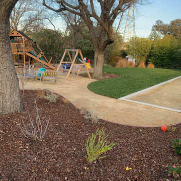 Walnut Creek Bocce Ball and play structure for a child friendly front yard
