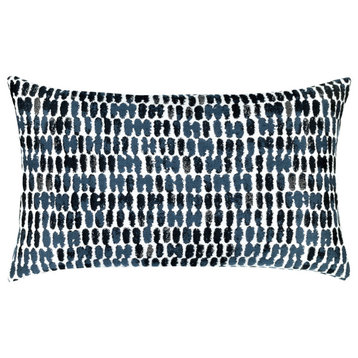 Thumbprint Indigo Lumbar Indoor/Outdoor Performance Pillow, 12"x20"