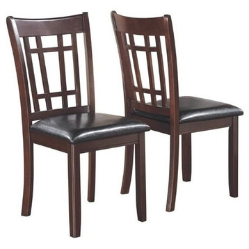 Bowery Hill 38.25"H Wood-Faux Leather Dining Chair in Espresso
