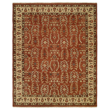 Allegro Hand-Knotted Runner Rug, Rust and Beige, 2'6"x10'