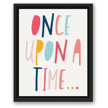 Once Upon a Time Pastel Tones Design 11x14 Black Floating Framed Canvas