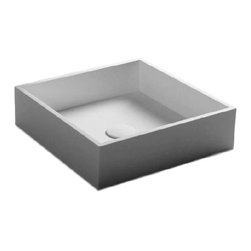 ADM Bathroom Design - ADM Square Countertop Sink, White, 14", Matte White - Bathroom Sinks