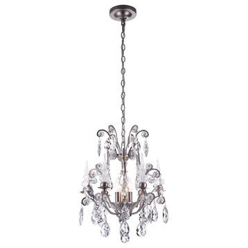 Clear Crystal Chandelier With Metal Pewter Frame