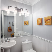 Wainscot, pedestal sink
