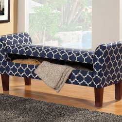Coaster 500058 Navy Cream Fabric Storage Bench - Accent And Storage Benches