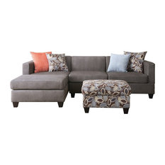 Narrow Sectional Sofas Houzz Divano Roma Furniture 3 Piece Microsuede Reversible Sectional Sofa With Ottoman Leaf Pattern