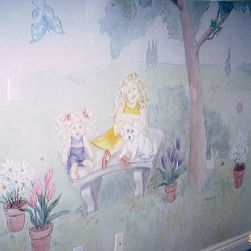 Park Scene Mural In Girls Room