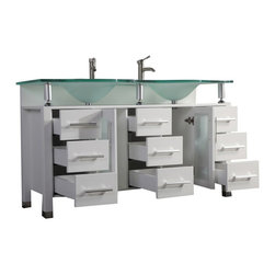 60 inch Double Sink Modern Bathroom Vanity Set White Finish - Bathroom Vanities And Sink Consoles