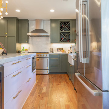 A new kitchen with bold colors and sleek lines