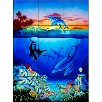Tile Mural Bathroom Backsplash - Ocean Harmony II - by Robin Koni