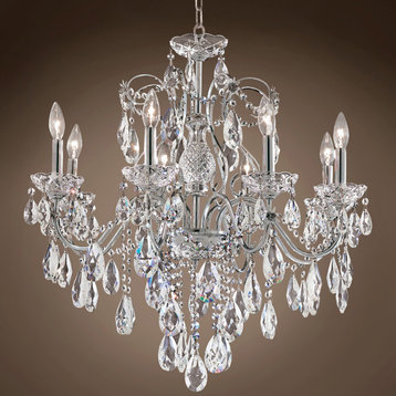 Heritage 8 Light 26" Chrome Chandelier With Clear European Crystals