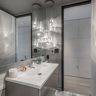 75 Most Popular Gray Tile Powder Room Design Ideas For 2019