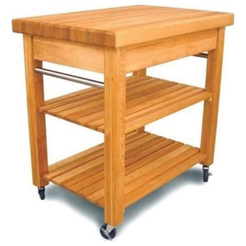 Catania French Country Small Butcher Block Kitchen Cart in Natural