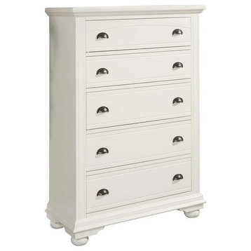 Bowery Hill 5 Drawer Solid Poplar Hardwoods/MDF Chest in White