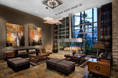 Trendy living room photo in Vancouver