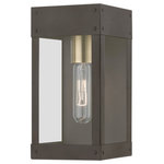 Livex Lighting - Barrett 1 Light Bronze Outdoor Wall Lantern - Made of stainless steel this charming, bronze finish outdoor wall lantern has a versatile look that can be placed almost anywhere. The antique brass accent & clear glass adds a traditional touch to the clean, transitional-contemporary lines.