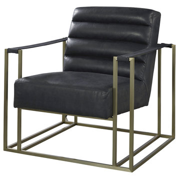 Jensen Accent Chair, Black Leather