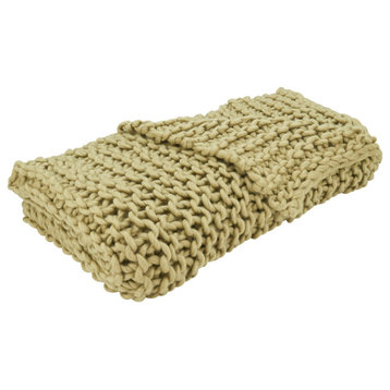 Chunky Knit Design Throw Blanket, Natural, 50"x60"