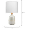 Alice Table Lamp, Cream and Light Blue Ceramic With Drum Shade, White Linen