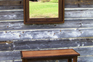 100yr. old Barnwood Mirror and Table Set