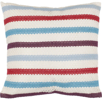 Bleeker Pillow (Set of 2) - Red, Polyester, 18"x18"