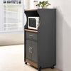 Hodedah Microwave Contemporary Wooden Kitchen Cart in Grey-Oak Finish