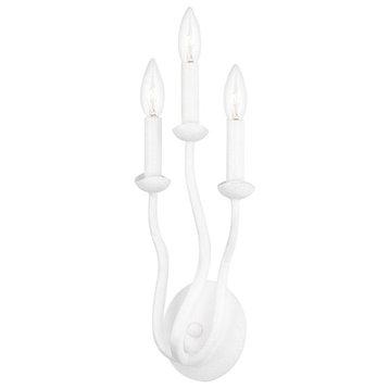 Troy Reign 3-Light Wall Sconce B1083-GSW, Gesso White