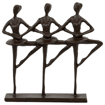 era85 Decorative Antique Iron Ballet Trio Figurine, 2 x 7.5 x 2 inches, Dark Bro