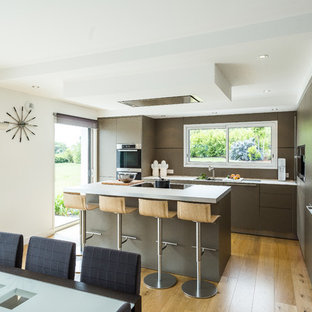 75 Beautiful Kitchen With Brown Cabinets And Laminate Countertops