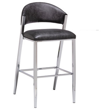 Hillsdale Molina Modern Metal Bar Height Stool with Upholstered Curved Back