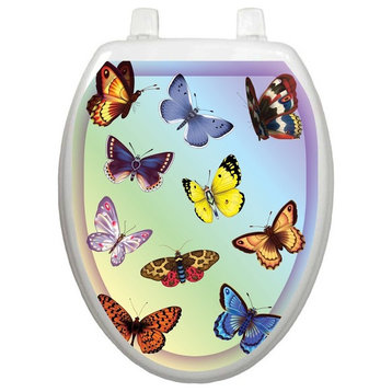 Butterfly Dreams Toilet Tattoos Seat Cover, Vinyl Lid Decal, Bathroom Lid Décor, Elongated